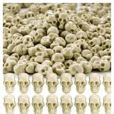150 Pcs Halloween Mini Skull Heads,Plastic Miniature Figurines Skulls Ornamets Small Skeleton Head Decorations for Halloween Vase Filler Pranks Table Decor