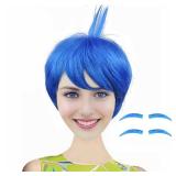 Joy Wig Short Blue Costume Cosplay Wigs for Halloween