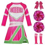 Spooktacular Creations Zombie Cheerleader Costume for Girls, Kids Cheerleader Costume with Long Sleeve for Halloween Dress Up Medium