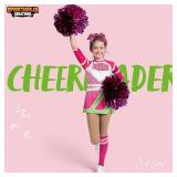 Spooktacular Creations Zombie Cheerleader Costume for Girls, Kids Cheerleader Costume with Long Sleeve for Halloween Dress Up Medium