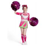 Spooktacular Creations Zombie Cheerleader Costume for Girls, Kids Cheerleader Costume with Long Sleeve for Halloween Dress Up Medium
