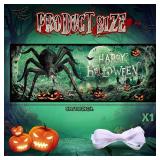 Halloween Garage Door Cover 6.6 x 16.4 ft Scary Garage Door Banner Horror Hanging Backdrop for Halloween Party Background Supplies(Spider)