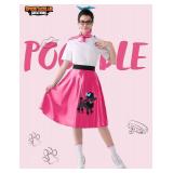 Spooktacular Creations Halloween 6Pcs 1950s Outfits for Women, Poodle Skirts for Women 50s Costume Set with Socks for Cosplay Large