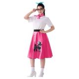 Spooktacular Creations Halloween 6Pcs 1950s Outfits for Women, Poodle Skirts for Women 50s Costume Set with Socks for Cosplay Large