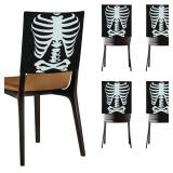 Halloween Chair Covers, Skeleton and Spider Design Chair Back Decor for Party, Halloween Home Decorations, Set of 4