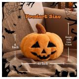 Halloween Decoration Pumpkin Pillows, Pink Ghost Pumpkin Shaped Throw Pillows, Soft Rabbit Fur Pillow 11 Inch Cute 3D Fall Funny Room Decoration for Natural Accent Pillows for Holiday