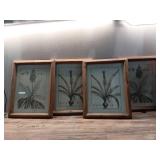 Pack of 4 ,WOOD LEAF FRAMED WALL ART (damaged) - Retail: $80