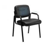 Sweetcrispy Leather Waiting Room Chair, Comfy Guest Chairs with Padded Arms for Reception Conference Side Office Desk Home, Inky