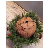 National Tree Company 20" Feel Real Colonial Hanging Basket with Pine Cones, Berries & 50 Battery-Operated Led Lights With Timer - Retail: $65