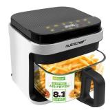 NutriChef 5.5 Liter Air Fryer - Customized Digital Electric Oil-Free Cooker with Transparent Window - White (MISSING BASKET)- Retail: $90