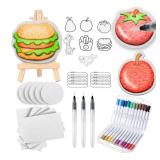 55 Pcs Magic 3D Foam Texture Painting Kit - Includes 17 Pcs Foam Texture Paper, 24 Color Brush Tip Acrylic Paint Markers, 3 Soft-tip Water Brush Pen