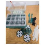 CNNIK 5pcs 60 Cells Seed Starter Tray with Grow Light Indoor Seeds Starter Kit with Lid Plastic Planting Trays Mini Greenhouse Garden