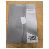 AMZY Titanium Cutting Board for Kitchen  Durable 13"x9" Metal Chopping Mat, Easy to Clean, Dishwasher Safe, Hygienic & Crack Resistant - Retail: $17