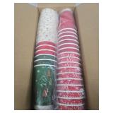 50 Pack 16 oz Christmas Disposable Coffee Cups with Snap-on Lids - for Hot or Cold Drinks, Paper Coffee Cups for Xmas Holiday Table Decorations Party Supplies, 5 Assorted Christmas Styles