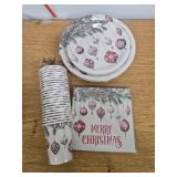 2 Boxes of Srua Don Christmas Party Decorations, Merry Christmas Paper Plates and Napkins Party Supplies Tableware, Holiday Xmas Balls Theme Plate, Cup, Napkin, Disposable Cutlery, Serves 24