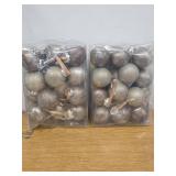 2 Boxes of 24 Pcs Neutral Textured Christmas Ball Ornaments 2.4 Inch Vintage Metallic Brown Maroon Gold Xmas Tree Ornament Shatterproof Rustic Distressed Xmas Baubles Antique Farmhouse Christmas Decor