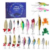 Fishing Advent Calendar 2025, 24 Day Fishing Lure Countdown Calendar, Xmas Fishing Gift Christmas Countdown Fish Tackle Set Fishing Tackle for Father Lovers Boyfriend Brother (Style 1)