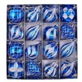 3 Count of 16ct Blue and Silver Christmas Ornaments Set for Xmas Trees, 3.15" Shatterproof Christmas Tree Decorations Hanging Ball Ornaments for Holiday Party Decor