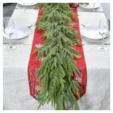 6 FT Christmas Norfolk Pine Garland Real Touch Artificial Faux Greenery Pine Christmas Garland Decorations for Home Mantle Table Stairs Door Fireplace Indoor Outdoor Xmas Holiday Decor