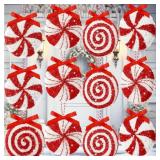 Arrowbash 12 Pcs Large Christmas Glitter Candy Canes Ornaments 3.94 "Hanging Glitter Lollipop Candy Cane Foam Xmas Tree Peppermint Ornament for Home Christmas Party (Red White,Mixed Styles)