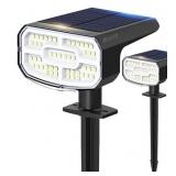 Solar Spot Lights Outdoor Waterproof IP65,2 Pack,2CCT(3000K/6500K),4 Lighting Modes Selectable, Solar Powered Yard Garden Solar Spot Lights for Outside Landscape Auto On/Off