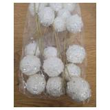 Norme 6 Pcs 15.8" Christmas Glitter Ball Tree Picks Christmas Ball Decorations Artificial Berry Stems Branches for Filler Vase Home Xmas Tree Party Holiday Decor (White)