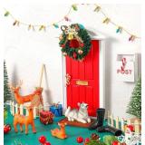 Gerrii 22 Pcs Christmas Elf Fairy Doors Decorations Miniature Enchanted Fairy Door Kit Tiny Elf Magical Christmas Decor Accessories for Red Dollhouse Welcome Entry Fairytale Room Wall Decor