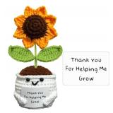 2 Count of Positive Crochet Animals Sunflowers-Thank You for Helping Me Grow-Teacher Appreciation Graduation Christmas Gifts for Women,Emotional Support Crochet Knitted Flower