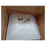 Fiona 7.28 in. Pedestal Sink Basin in White Fine Fireclay with 8 in. Faucet Spread - Retail: $80
