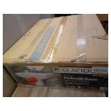 Fiona 7.28 in. Pedestal Sink Basin in White Fine Fireclay with 8 in. Faucet Spread - Retail: $80