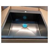 HEX 25 in. Drop-In Single Bowl Gunmetal Black Stainless Steel Kitchen Sink (Missing Accessories)- Retail: $220