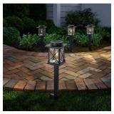 Braxton 20 Lumen Black LED Weather Resistant Outdoor Solar Path Light with Glass Lens (4-Pack)