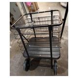 Heavy-Duty Steel Shopping Cart with Accessory Basket in Black (Missing Front Wheels) - Retail: $93