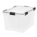 IRIS 74qt WeatherPro Plastic Storage Bin Clear with Lid: Stackable, Moisture-Resistant, Universal Storage, Built-In Handles