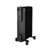 1500-Watt Black Indoor Electric Oil-Filled Radiator Convection Radiant Space Heater with Remote Control for Living Space (Missing one Wheel) - Retail: $65