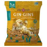 Gin GINS Spicy Turmeric Chewy Ginger Candy by The Ginger People Anti-Nausea and Digestion Aid, Individually Wrapped Healthy Candy - Spicy Turmeric and Ginger Flavor, Large 1 lb Bag