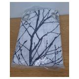 FMFUNCTEX Tree Print Semi Sheer Patio Door Curtain 96 Inches Black Branch White Sliding Door Curtains Extra Wide Privacy Glass Door Curtain, Linen Texture Curtains Grommet Top1 Panel