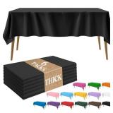 Slergut 6 Pack Plastic Table Cloth, Black Thick Tablecloths Rectangle Table Cover Disposable Waterproof Tablecloth for Halloween Party Favors Supplies Camping Decorations 54 x 108 Inch