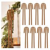LuckyEra Velvet Christmas Bows 23.6x11.8 Inch Large Rustic Wreath Bows Christmas Tree Door Staircase Bow Ribbon Decor Indoor Outdoor Christmas Decoration (Coffee-8pcs) 2 Pack
