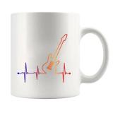 Guitar Heartbeat Guitarist Gifts Guitar Player Boyfriend Husband Dad Brother Guitar Lover Gifts Musicians Novelty Drinkware Ceramic Mug 11 oz White