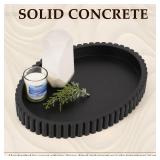 Cathyeen Oval Tray for Coffee Table Decor, 15 Concrete Tray, Table Centerpieces Decorative Trays for Home Decor, Modern Decorative Trays for Coffee Tables, Centerpiece Trays, Black