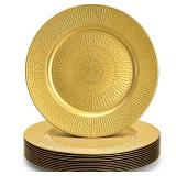 DEAYOU 12 Pack Gold Charger Plate, 13 Inch Beaded Chargers for Dinner Plates, Plastic Reusable Round Charger Platters for Wedding, Table Setting, Serving, Party, Decoration, Event, Holiday