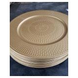 DEAYOU 12 Pack Gold Charger Plate, 13 Inch Beaded Chargers for Dinner Plates, Plastic Reusable Round Charger Platters for Wedding, Table Setting, Serving, Party, Decoration, Event, Holiday