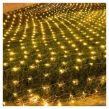 Christmas Lights Outdoor, 200 LED 9.8 FT x 6.6 FT Waterproof Christmas Net Lights Outdoor Plug in with 8 Modes, Clear Wire Mesh Light Decorations for Xmas Indoor Tree Bush Yard Home Decor, Warm White