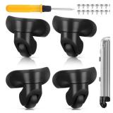 4Pcs Black Large Luggage Wheels Replacement, Durable Plastic Suitcase Wheels Replacement Kit with Screws and Tool, Luggage Mute Bearing Swivel Wheel for Hard Shell Cases