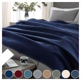 Full/Queen Snuggle-Ready Throw Blanket | Durable Machine Washable Pet Friendly | All-Season Comfort | Layering Bed Sofa Blanket | Cozy Navy