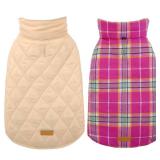 Kuoser Waterproof Dog Coat, Reversible Dog Jacket for Medium Dogs, Adjustable Durable Doggie Winter Coat Warm Puppy Cold Weather Apparel from Small to Large Breed, Rose M