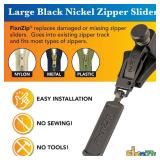 FixNZip Large Black Nickel Zipper Repair Kit | Universal No-Sew Slider Replacement for Heavy Jackets, Wetsuits, Boat Covers, and Luggage | Instant and Reusable Zipper Repair Tool | Sizes 8-10