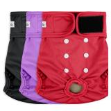 Female Dog Diapers - Reusable Diapers for Doggie in Heat - Highly Absorbent for Pet Incontinence with Adjustable Snaps (Pack of 3) Red, M