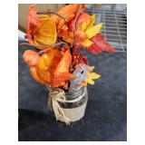 2 Pack & Timer Thanksgiving Decorations 13.5 Inch Fall Table Centerpieces Mason Jar with 20 LED Lights Maples Leaves Pumpkins Berried Thanksgiving  Centerpieces for Dinner Table Home Kitchen Office. B